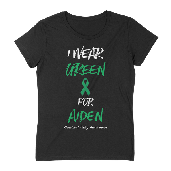 Black Personalized I Wear Green Cerebral Palsy Awareness Women's Shirt