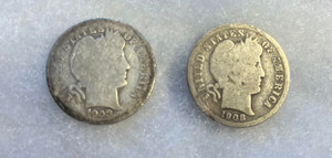 1908 Barber Dimes (2 coins)