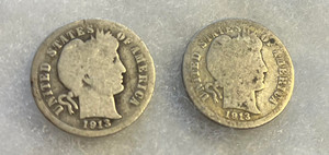 1913 Barber Dimes (2 coins)