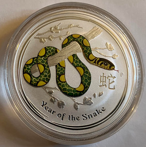 1 oz Silver Year of the Snake Australia Series II (2013) Colorized