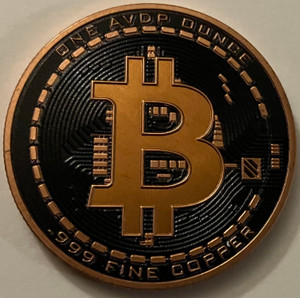 1 oz. Copper Bitcoin Colorized