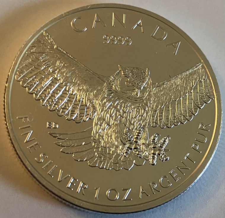 1 oz. Silver Canada Birds of Prey Wildlife Series Great Horned Owl (2015)
