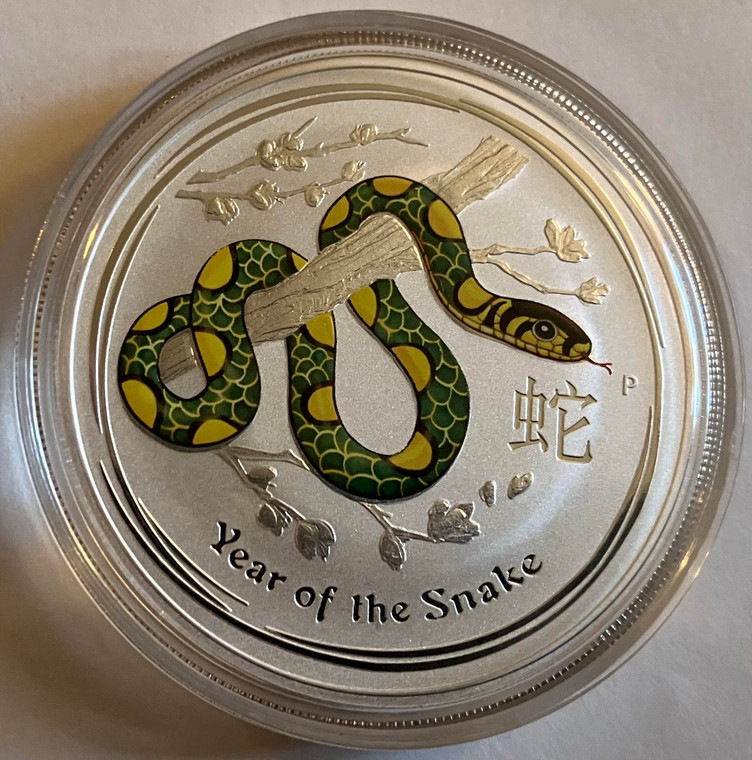 1 oz Silver Year of the Snake Australia Series II (2013) Colorized