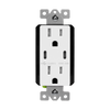 • 15A, 125 VAC, USB Type-C Port: 5V/3A each port
• Type-C port permits the cables to be inserted easily in either direction
• USB Type-C provides faster charging and is emerging as the standard port on many phones, tablets, and laptops
• Built-in smart chip recognizes each device’s individual charging requirements to optimize the charge
• Tested to withstand over 10,000 insertions
• Tamper-resistant receptacle improves child safety – built-in shutter prevents access by most non-rated/foreign objects
• Fits in a standard wall box, compatible with standard wall plates
• Back wiring
• 2-year warranty
• Model Number: 61501-2C5
