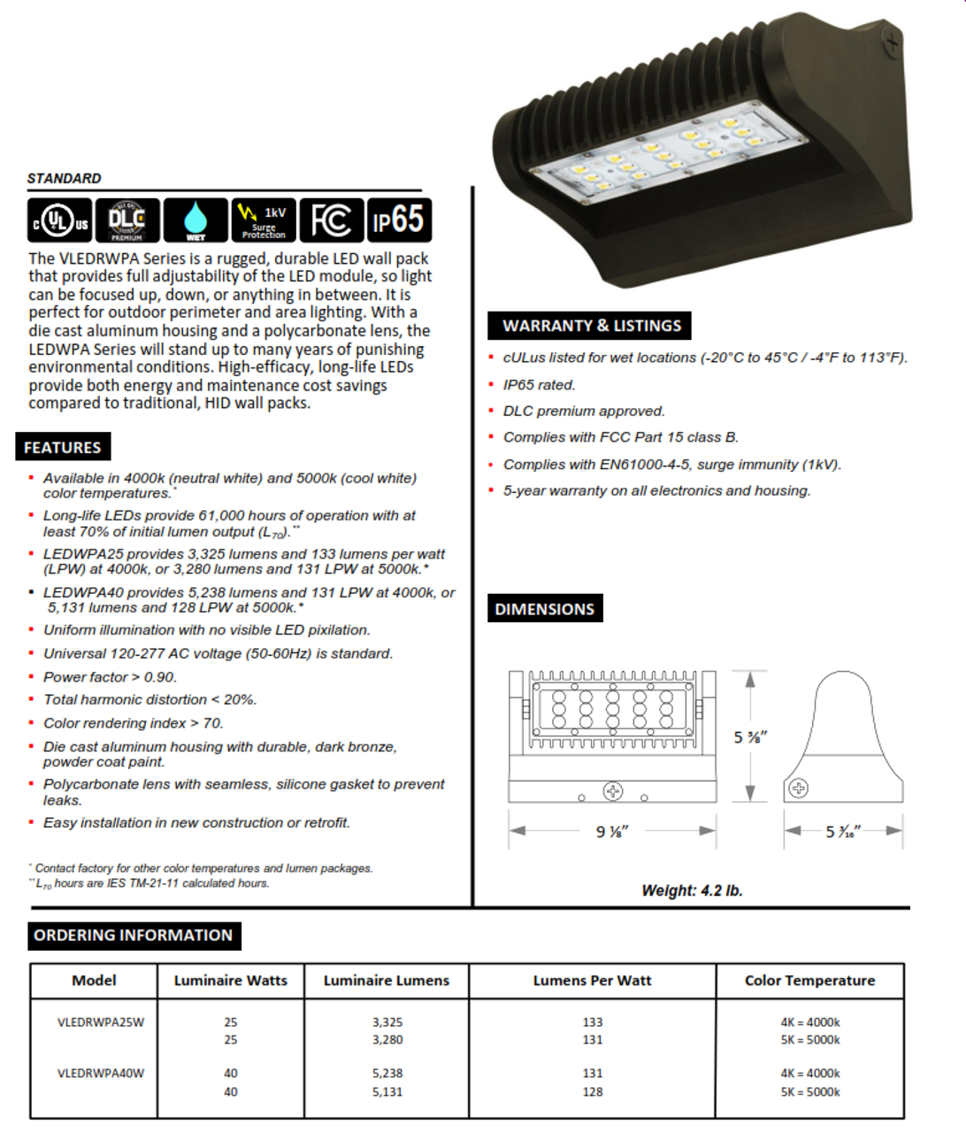 LED Adjustable Wallpack in 25 and 40 watt