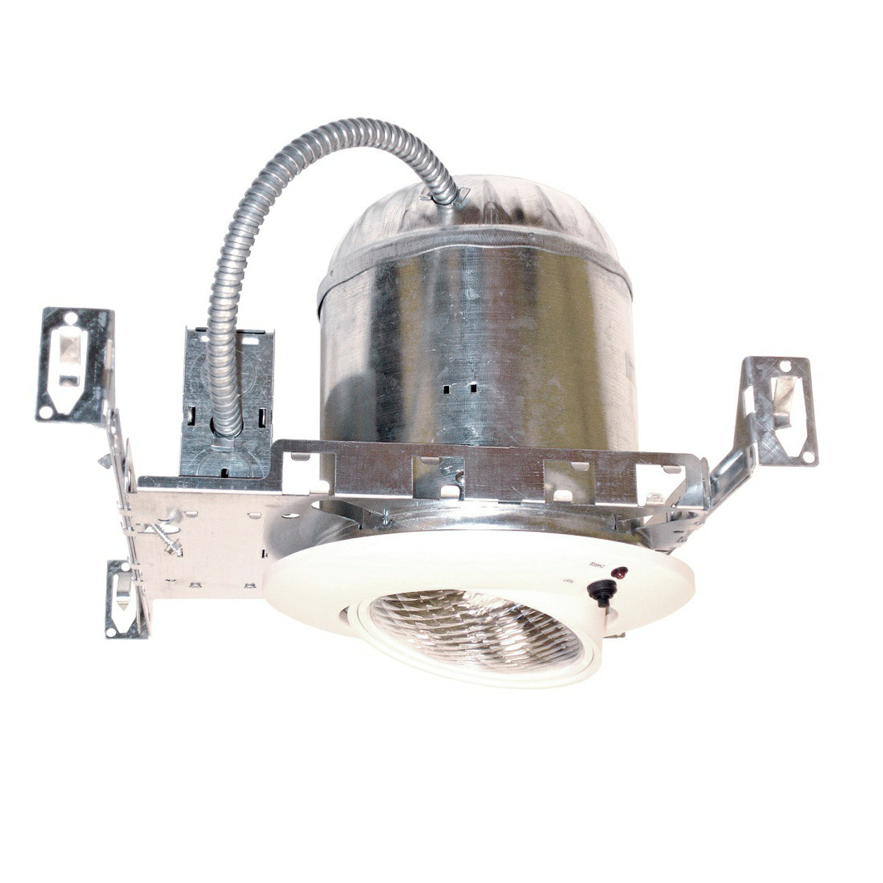 INCANDESCENT ADJUSTABLE RECESSED DOWNLIGHT EMERGENCY UNIT EMRL-1 
 
Adjustable ultra bright 8 watt bi-pin halogen lamp in a gimbal trim.
Sealed beam PAR36-type gimbal trim with smooth chrome-plated metalized reflector and plastic lens offers optimal light distribution.
Dual 120/277 voltage.
Charge rate/power “ON” LED indicator light and push-to-test switch for mandated code compliance testing.
LVD (low voltage disconnect) prevents battery from deep discharge.
6V maintenance-free, rechargeable sealed lead acid battery.
Internal solid-state transfer switch automatically connects the internal battery to LED board for minimum 90-minute emergency illumination.
Fully automatic solid-state, two rate charger initiates battery charging to recharge a discharged battery in 24 hours.
Compatible with drop ceiling mount installations. Bar hangers included.