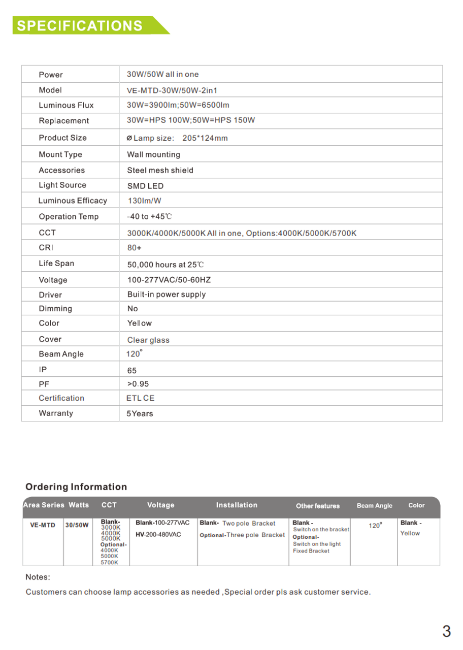 LED Dock Light ( Adjustable Power and Color Temperature)