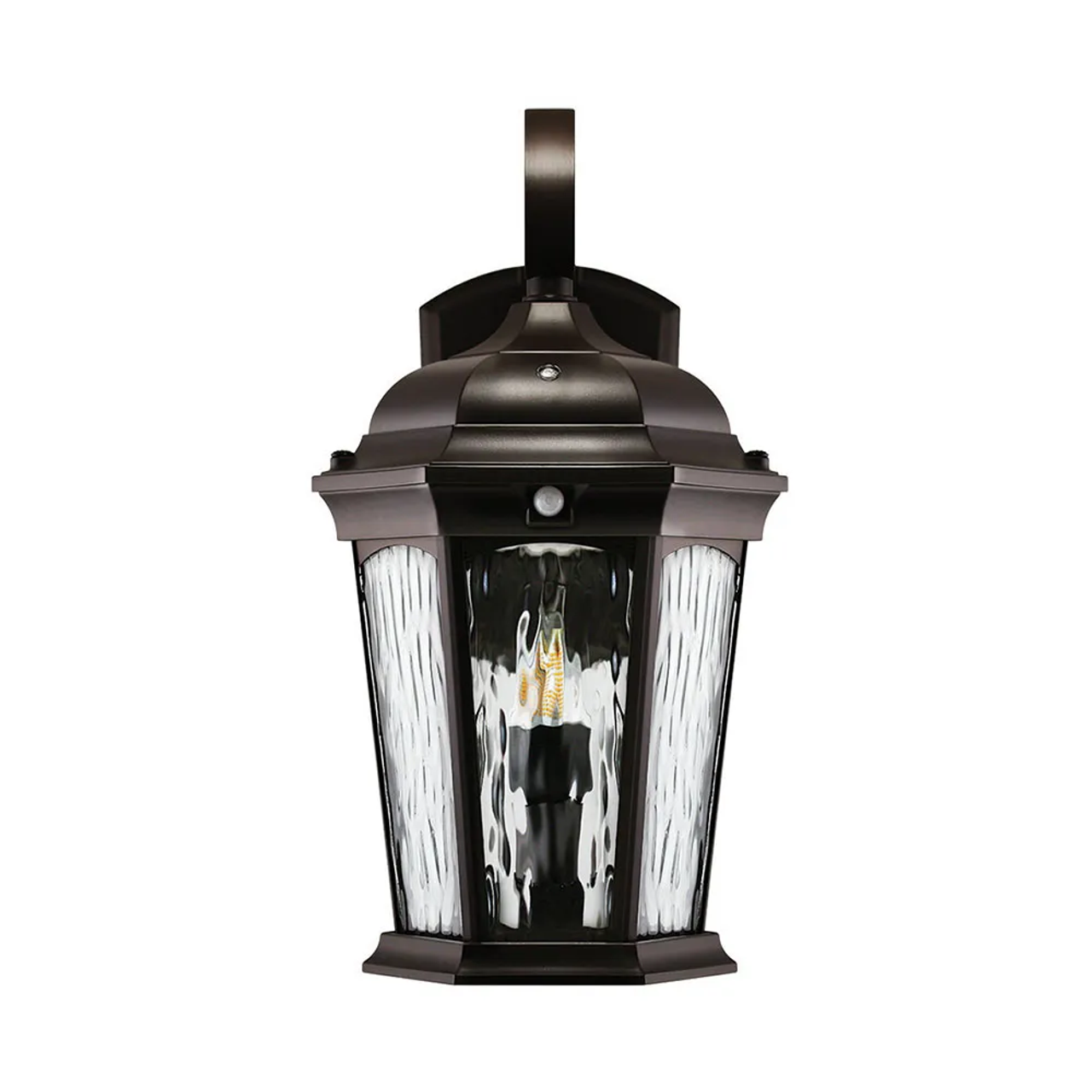 Decorative Fixture LED Flickering Flame Lantern with Dual Security Light and Flame Mode Wet Rated Motion Sensor Dusk to Dawn, Bronze Finish with Water Glass
12.5-Watt, 1200 lm, AC 120V, 80 CRI, Dual Mode
2 Modes - resting flickering flame and bright security light for quality design and safety
Motion Sensor to switch between flame mode and security mode
Photocell Sensor for Automatic On/Off responding to night and day
Wet Rated for outdoor use Decorative Fixture LED Flickering Flame Lantern with Dual Security Light and Flame Mode Wet Rated Motion Sensor Dusk to Dawn, Bronze Finish with Water Glass
12.5-Watt, 1200 lm, AC 120V, 80 CRI, Dual Mode
2 Modes - resting flickering flame and bright security light for quality design and safety
Motion Sensor to switch between flame mode and security mode
Photocell Sensor for Automatic On/Off responding to night and day
Wet Rated for outdoor use