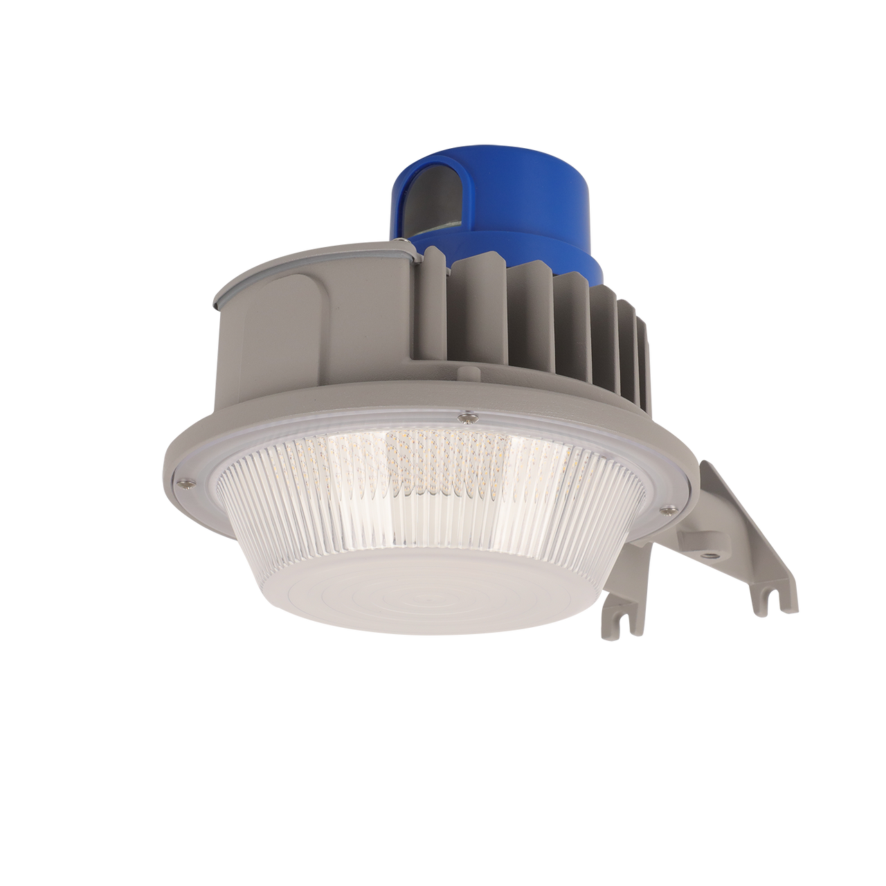▪ Available in 5000k (cool white) color temperature.
▪ Long-life LEDs provide 163,000 hours of operation with at least 70% of initial lumen output (L70), and 50,000 hours with at least 90% of initial lumen output (L90).
▪ LED chromaticity based on < 5-step ANSI quadrangles.
▪ LED color maintenance < 0.003 chromaticity shift (Δu’v’) over the initial 6,000 hours of operation.
▪ Provides 4,900 nominal lumens and draws 37 nominal watts (133 lumens per watt).
▪ Universal 120-277 AC voltage (50-60Hz).
▪ Power factor > 0.90.
▪ Total harmonic distortion < 20%.
▪ Color rendering index (Ra) > 80.
▪ NEMA photocell receptable & photocell are standard.
▪ Die cast aluminum housing with gray powder coat finish.
▪ Polycarbonate lens.
▪ Easy installation in new construction or retrofit.