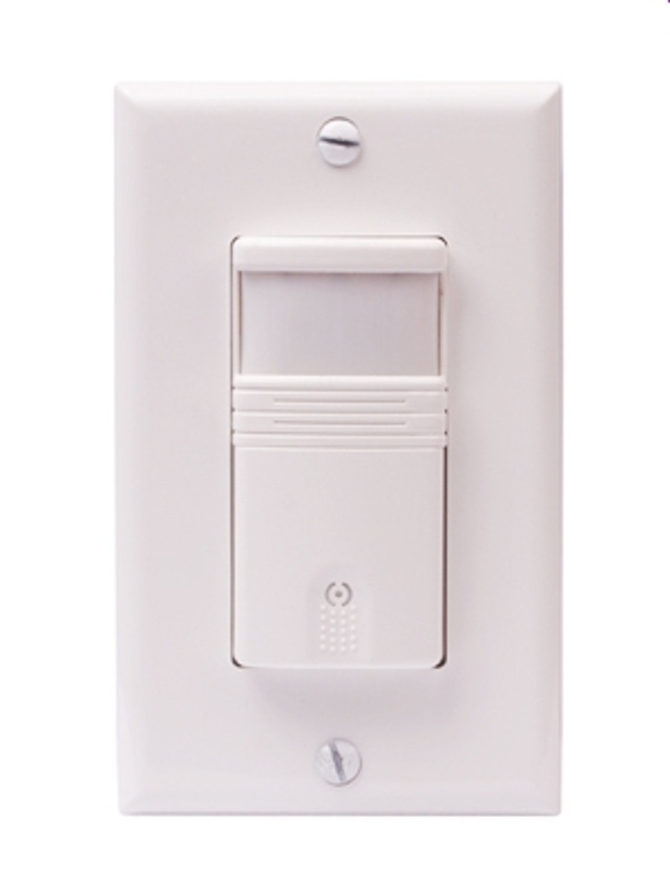 • Passive Infrared (PIR) Technology
• Replaces a standard light or fan single-pole switch
• Automatic ON /OFF and Manual ON/ Automatic OFF operation
• Neutral required
• 3 way sensor
• LED indicates motion was sensed
• Adjustable time delay from 15secs~30mins
• Works with most common lighting types
• California Title 24 compliant
• Two years warranty

Parameters:
• Voltage:120/277VAC, 60Hz
• Coverage: 180°, max.720 ft2 (67m2)
• Load requirements:0-800W/0-1200W Incandescent, fluorescent, indicate LED lamp, compact fluorescent(CFL), magnetic low-voltage(MLV) and electronic low-voltage(ELV)

Standards and Certifications:
• UL & CUL Listed.
• ISO9001 registered manufacturing facility