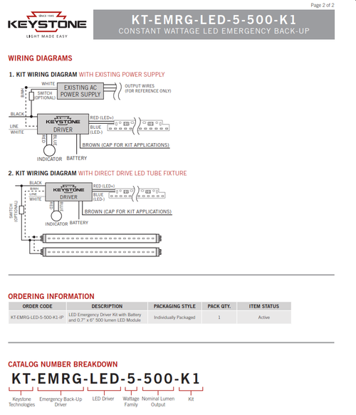 Keystone KT-EMRG-LED-5-500-K1-LED Emergency Backup