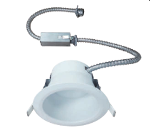 The VSFK4 is a Commercial grade, DoB, AC Direct LED, Recessed Downlight Retrokit with integral one piece housing and mouse-trap spring clips to allow for easy installation. Designed for use with existing Lum-Tech Lighting 4” Commercial Incandescent, Fluorescent and Metal Halide Housings. It is also compatible with most 4” commercial housings with aperture openings between 4-1/2” and 5”. Available with a 15W or 20W, high efﬁcacy Universal voltage, DoB LED module with Triac and 0-10V dimming. The optical diffuser produces high lumen transmission and even illumination. Suitable for Damp Locations.
