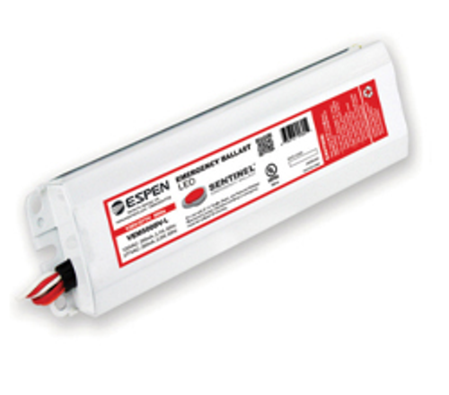 
LED EMERGENCY BALLAST
700 Lumens
Description:
The VEM700DV-L, LED emergency ballast works in conjunction with the AC ballast to allow the same fluorescent fixture to be used for both normal and emergency operations. When AC power fails, the VEM700DV-L switches to emergency mode and keeps the lamp(s) illuminated at a reduced lumen output for a minimum of 90 minutes. The VEM700DV-L is suitable for use in new fixtures or retrofit applications. Includes LED charging indicator light, sigle-pole test switch, and installation hardware.

Electrical:
● Dual voltage (120/277V)
● Compatible with most electronic AC ballasts
● Maintenance-free, long-life, high temperature Ni-Cad battery

Installation:
● For use with switched or unswitched fixtures
● Does not affect normal operation
● May be installed in the wireway or on top of fixture
● Emergency ballast must be fed from the same branch circuit as the AC ballast housing:
Housing:
● Durable, heavy duty steel housing in painted white finish
● Low-profile design fits most fluorescent fixtures

Warranty:
● 5 years
● Meets UL924, NFPA 101 Life Safety Code, NEC, OSHA, Local and State Codes