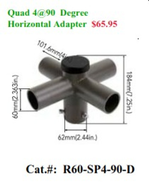 R60-SP4-90-D  Quad 4@90 Degree Horizontal Adapter