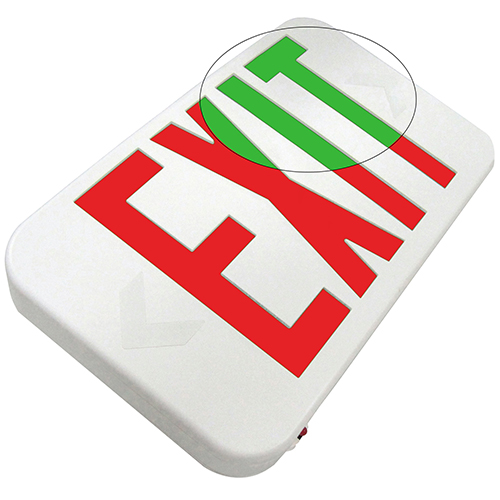 WHITE COMPACT THERMOPLASTIC RED/GREEN SELECTABLE EXIT SIGN