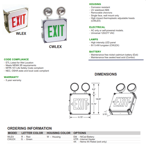 Weatherproof Exit/Emergency Combination