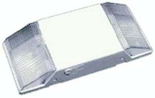 Compact and economical emergency lighting unit that installs easily and has a sleek low profile. R-2 unit is also available in black housing
Completely self contained 
Fully automatic operation 
Compact, low profile design in neutral finish 
Push to test switch 
6 Volt premium grade, pure lead, maintenance-free battery with 10-year expected life 
Environmentally coated, solid state charger 
Automatic, low voltage disconnect (LVD) 
Universal transformer for 120 or 277 VAC operation 
Standard with two 5.4 watt, glare-free lighting lenses 
Size 5"H X 12"W X 2.5"D 
Emergency Operation 90 minutes 
Battery Voltage 6V 
Lamp Voltage 2x5.4W 
Rated for Damp Location