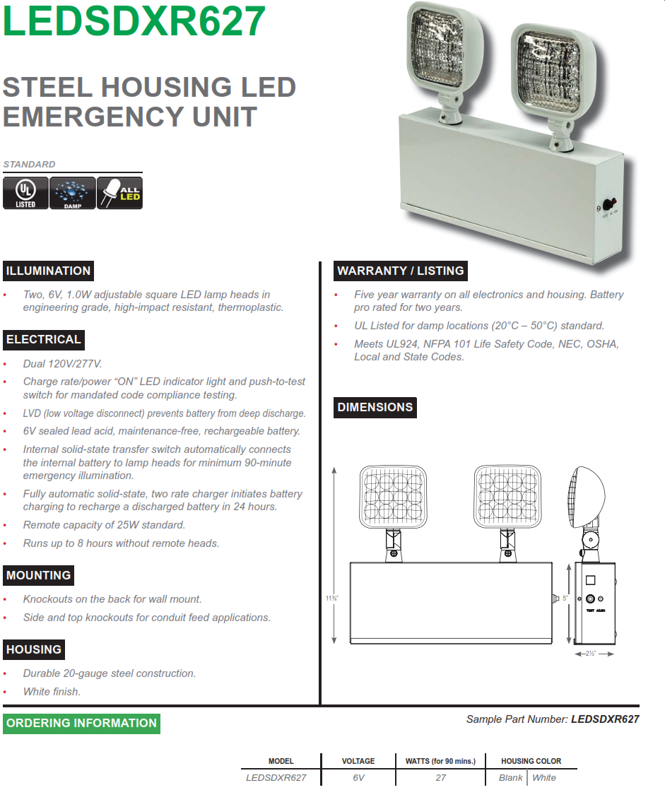 LEDSDXR627 Emergency Light