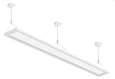 8 ft LED Direct / Indirect Suspended Linear Fixture G2, 13800 Lumens, Wattage & CCT Selectable, 120-277V, Black, White / Silver Finish