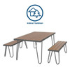 Novogratz Paulette Outdoor/Indoor 5 Table and Bench Set, Metal Frame Resin Wood Effect Top - Grey or 88192CNOEUK