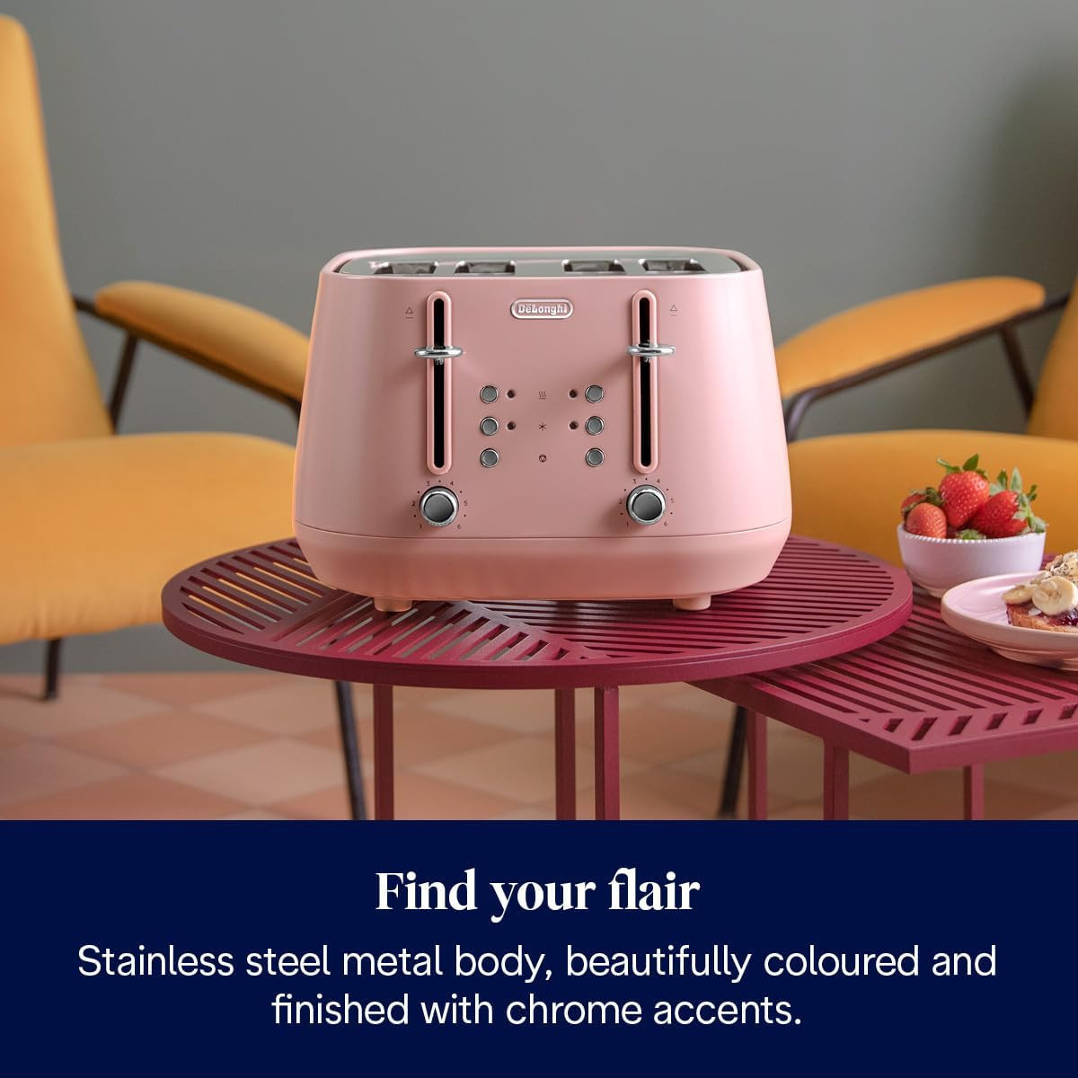 DeLonghi Eclettica 4 Slice Toaster - Pink | CTY4003.PK - expert.ie