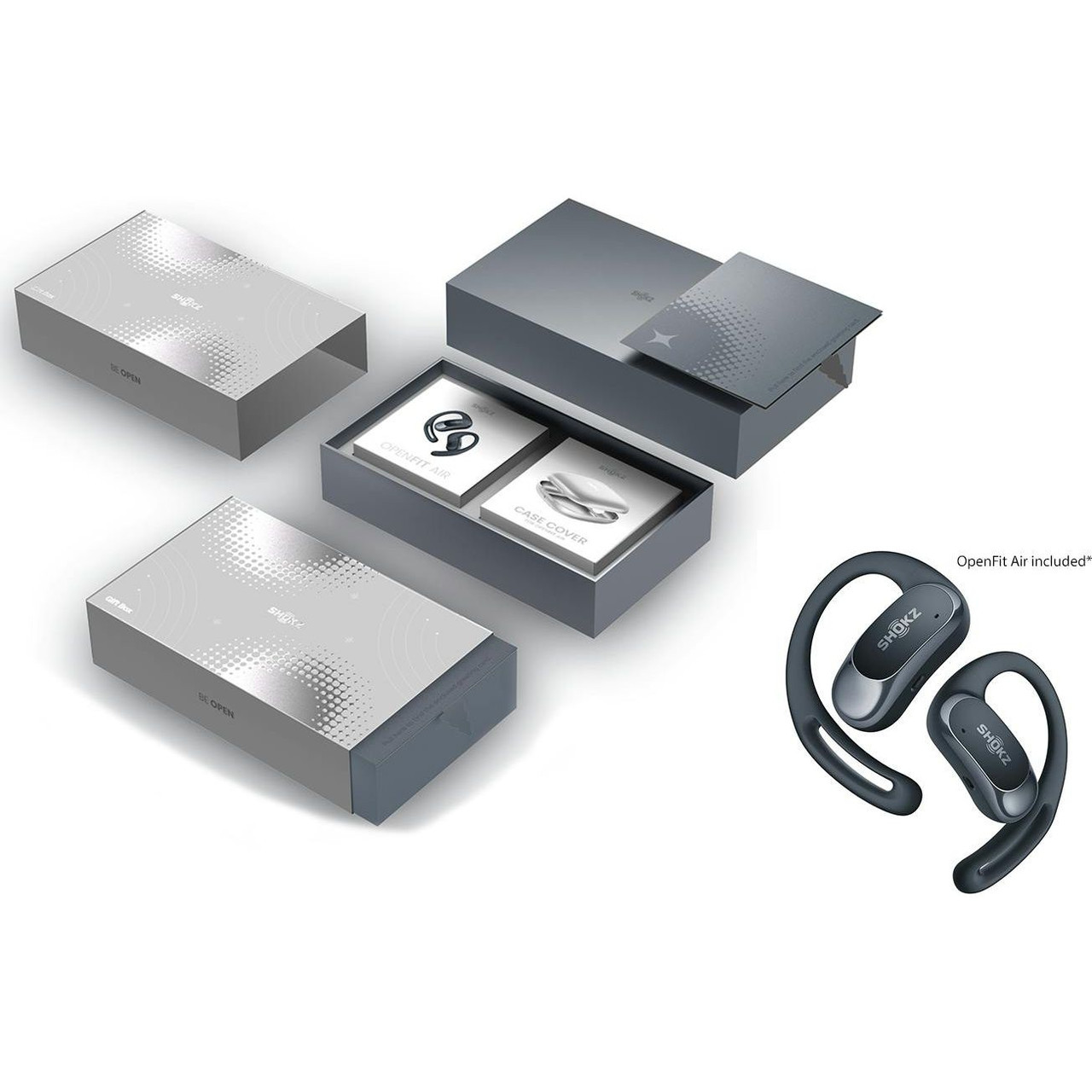 【極美品/フルセット】SHOKZ OpenFit Air ブラック T511 Shokz OpenFit Air Open-Ear Headphones with Gift Box | T511-BK-EU