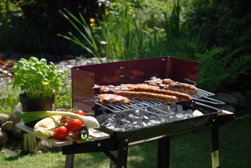 Landmann Wagon Charcoal BBQ with Wooden Shelves | 0566 - expert.ie