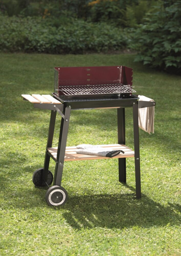Landmann Wagon Charcoal BBQ with Wooden Shelves | 0566 - expert.ie