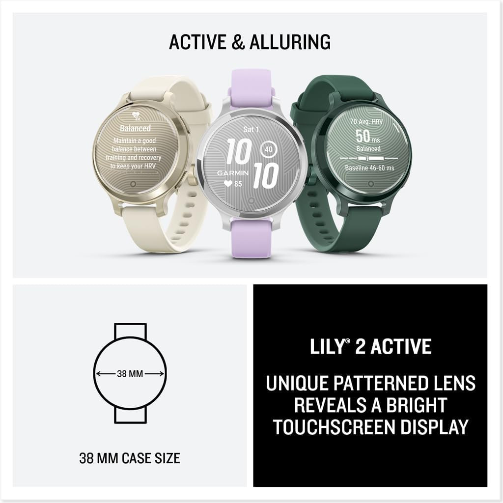 Garmin Lily 2 Active Smartwatch - Silver with Purple Jasmine
