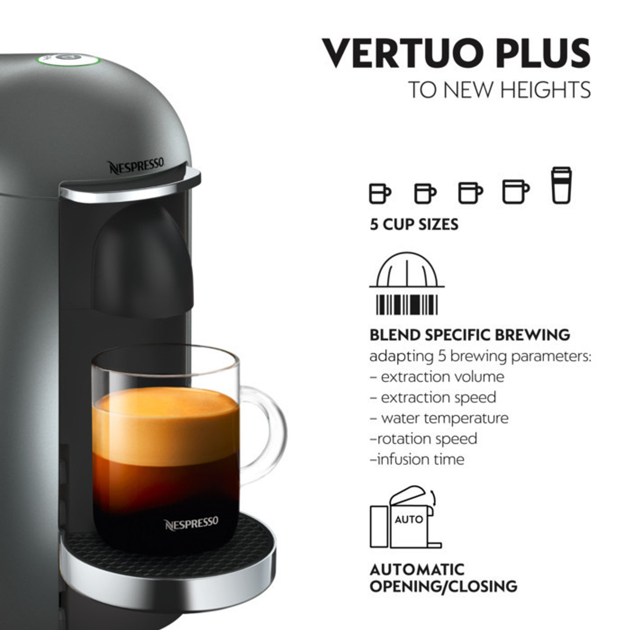 Krups Nespresso Vertuo with Aeroccino XN902T40 Titanium