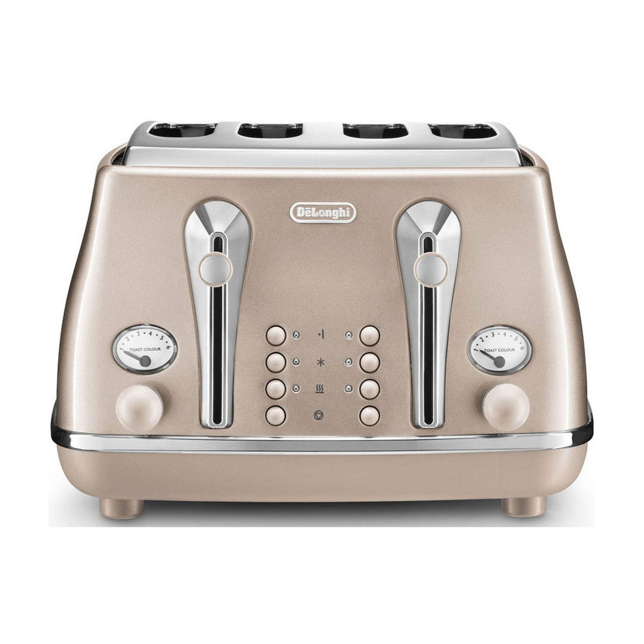 DELONGHI Icona Vintage toaster grille-pain 2 tranches 4 fonctions 900w beige/inox