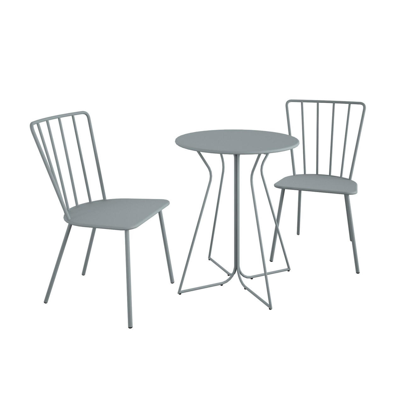 Novogratz Heidi Outdoor/Indoor Metal 3 Piece Bistro Set-Grey