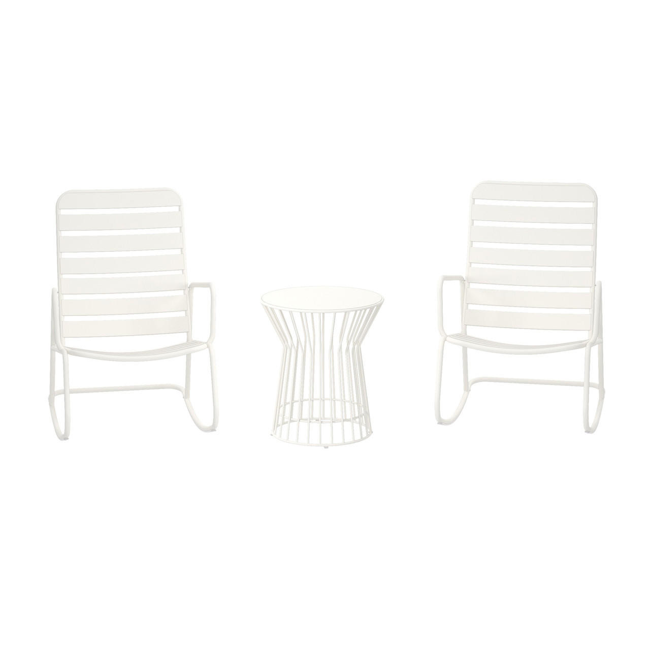 Novogratz Roberta Outdoor/Indoor 3 Piece Metal Rocker Set, 2 Rockers