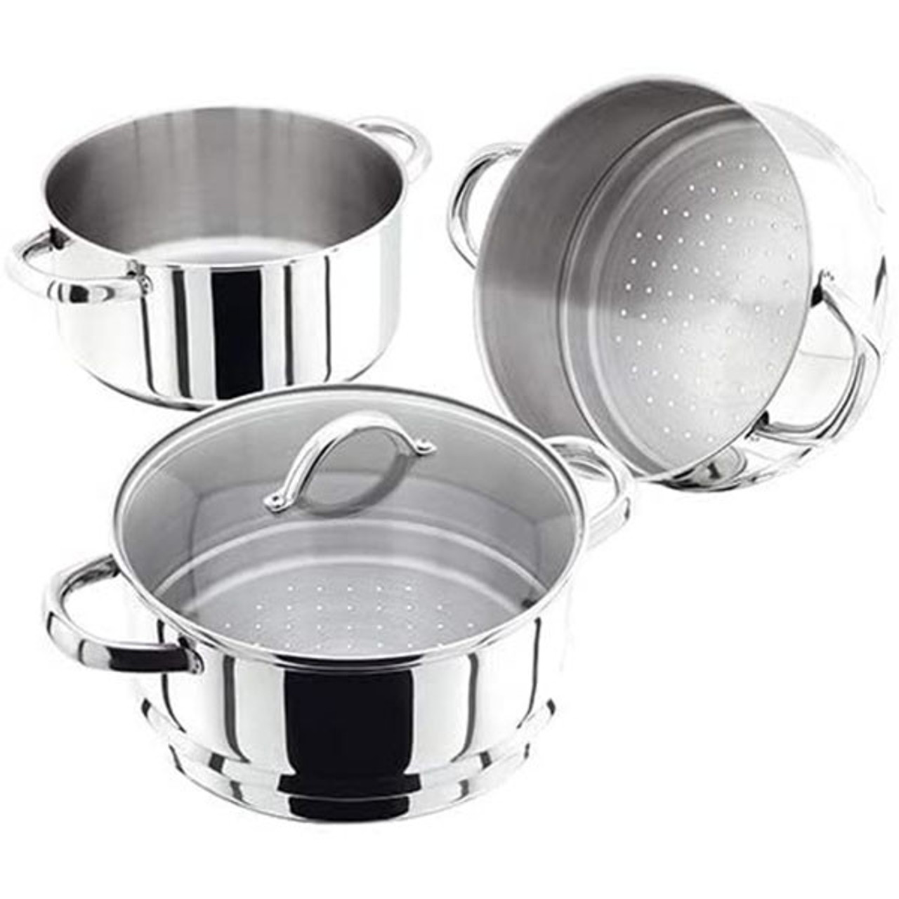 3 TIER INDUCTION HOB STAINLESS STEEL 22CM STEAMER POT PAN COOKER