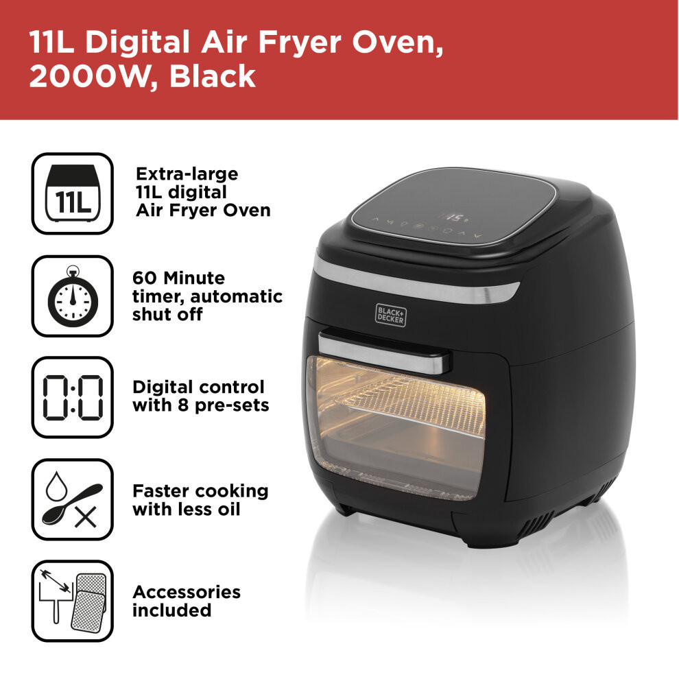 Black & Decker 5in1 Digital Air Fryer Oven, 11L BXAF17088GB expert.ie