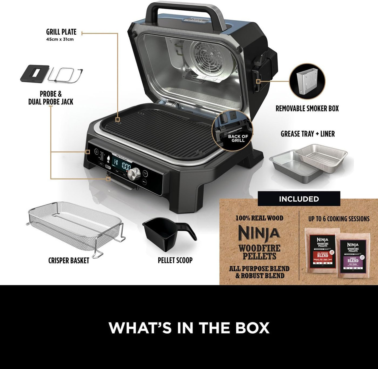 Wasserdichte Abdeckung Für Ninja Woodfire Pro XL Grill (OG850, OG901, OG951) – Mit Kordelzug & Gummibändern