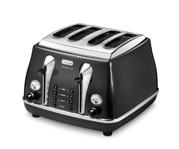  DeLonghi Icona Micalite 4 Slice Toaster - Black | CTOM4003.BK 