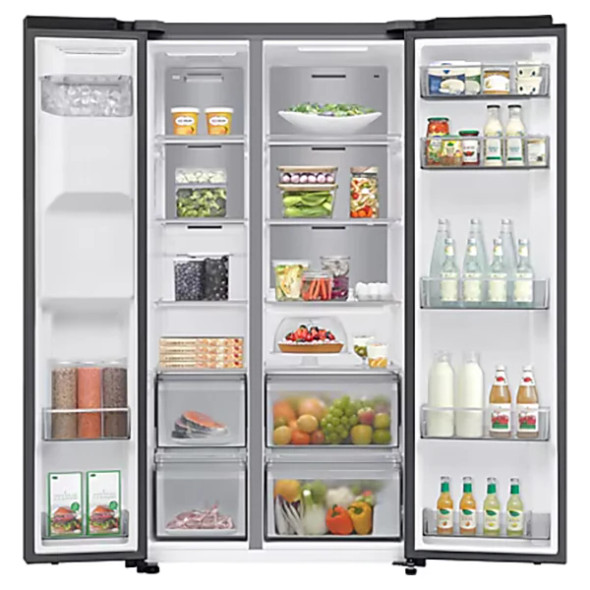 Samsung 640L Bespoke AI Series 6 American Style Fridge Freezer with SpaceMax - Black Stainless Steel | RS70F64KEFEU