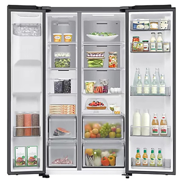  Samsung 640L Bespoke AI Series 6 American Style Fridge Freezer with SpaceMax - Black Stainless Steel | RS70F64KEFEU 
