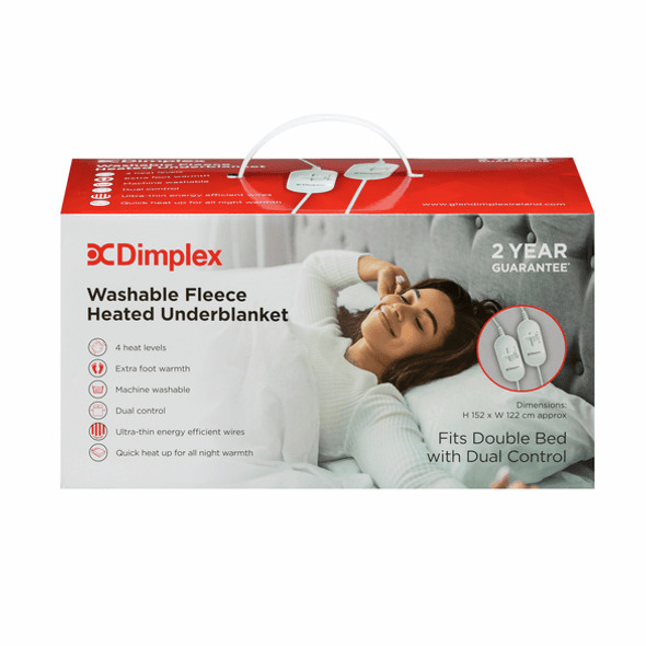  Dimplex Double Washable Fleece Heated Underblanket w/ Dual Control | DFB2003 
