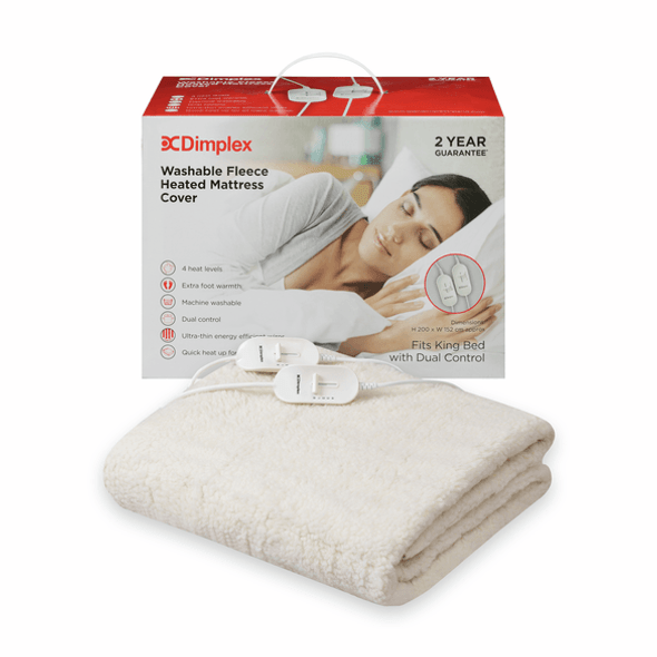  Dimplex King Washable Fleece Heated Mattress Cover w/ Dual Control | DMC3003 
