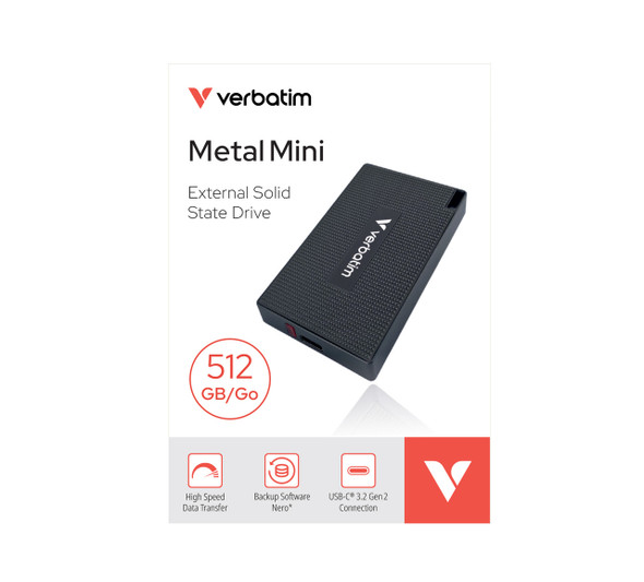  Verbatim 512GB Metal Mini SSD USB-C 3.2 Gen 2x2 | 32030 