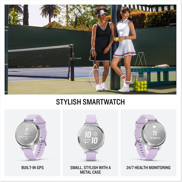  Garmin Lily 2 Active Smartwatch - Silver with Purple Jasmine Silicone Band | 010-02891-01 