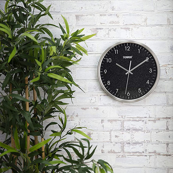  Tower T878503BLK Glitz 30cm Wall Clock Black 