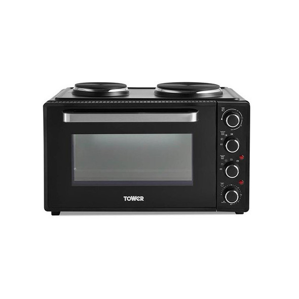  Tower T14045 42L Mini Oven with Hot Plates Black with Silver Accents 