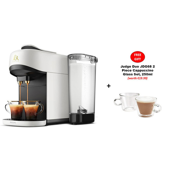  Philips L'OR BARISTA LM9512/00 Absolu Capsule Coffee Machine | Satin White (FREE – Judge JDG68, 2 Piece Cappuccino Glass Set, 250ml with every purchase) 