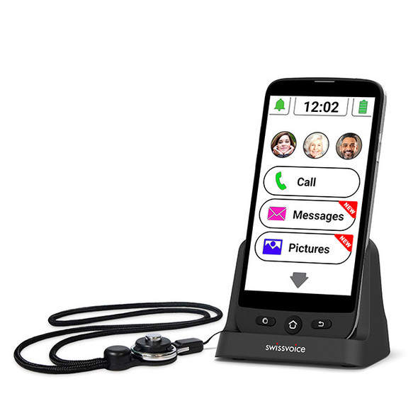 Swissvoice SWISSVOICE S510-C ATL1426526 Smartphone for Seniors with Charging Dock & 2-piece Lanyard 