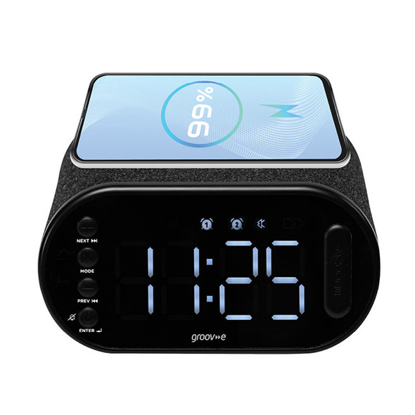 Groove Groov-e GV-CR06 Atlas II Alarm Clock Radio with USB & Wireless Charging 