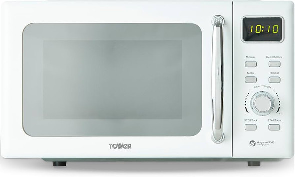  Tower T24041WHT 20L 800W Digital Microwave Mirror Door | White and Chrome 