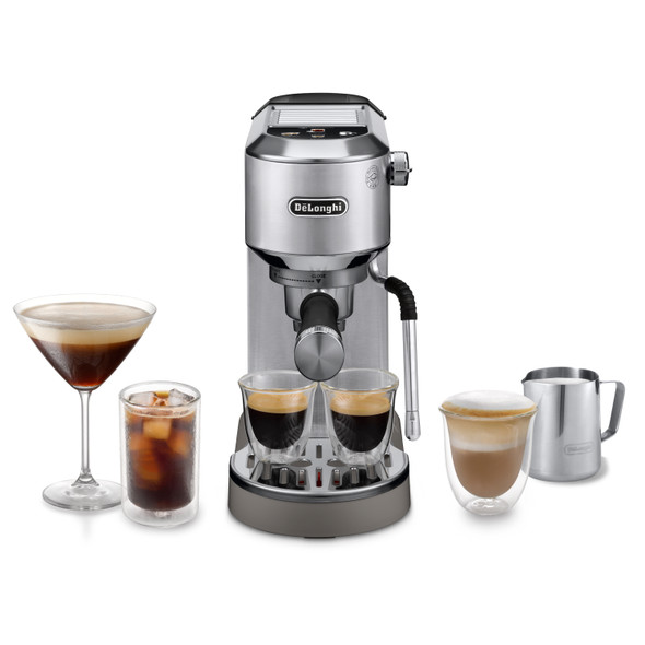 Delonghi Dedica Duo with Advanced Milk Steam Wand & Cold Brew Option - Stainless Steel | EC890.M